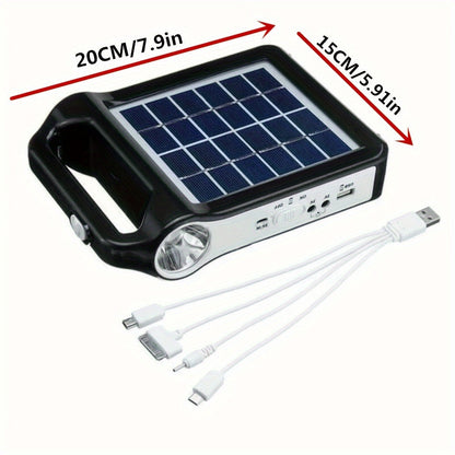 Solar Energy System Kit Portable Rechargeable USB Charger with LED Lamp Lighting Lithium Battery Home Solar Power Generator for Outdoor Camping Off-Grid