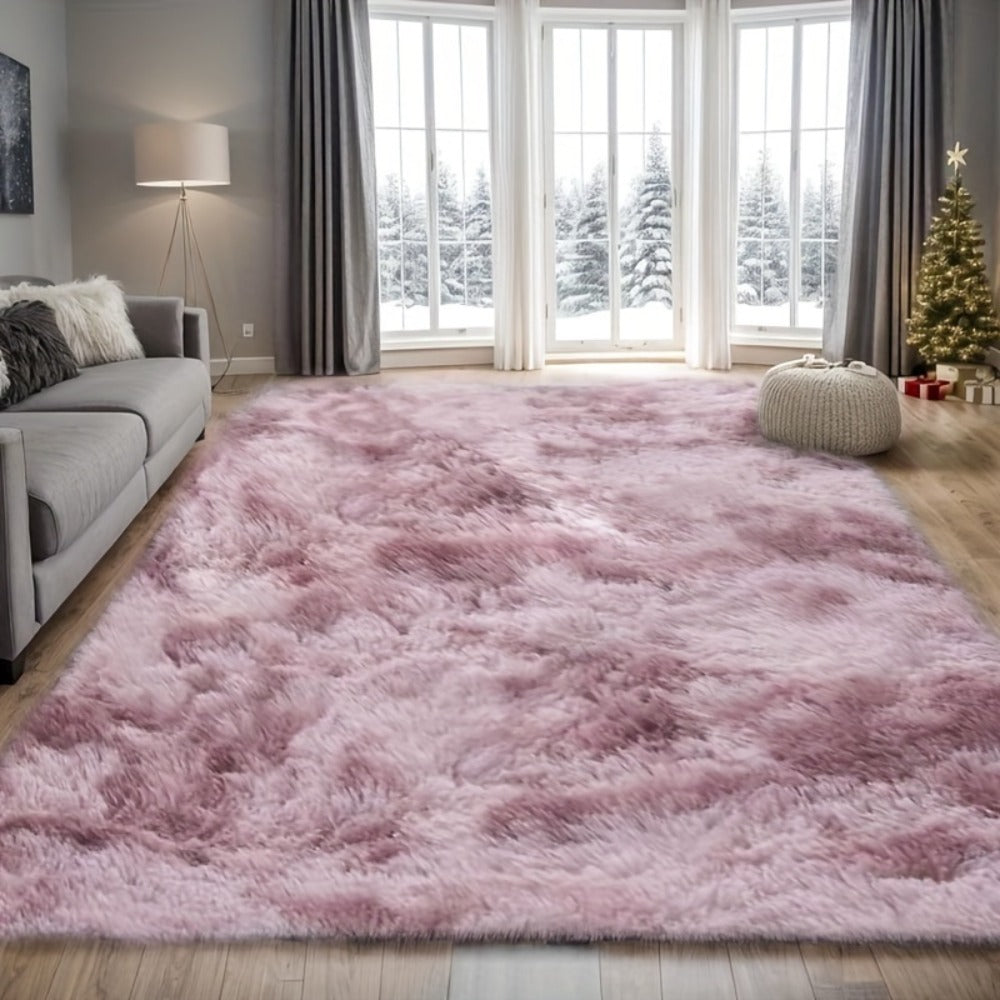 Rectangular Shaggy Area Rug with Four Color Labels and 24 x 35.8-Inch to 94.49 x 118.11-Inch Sizes