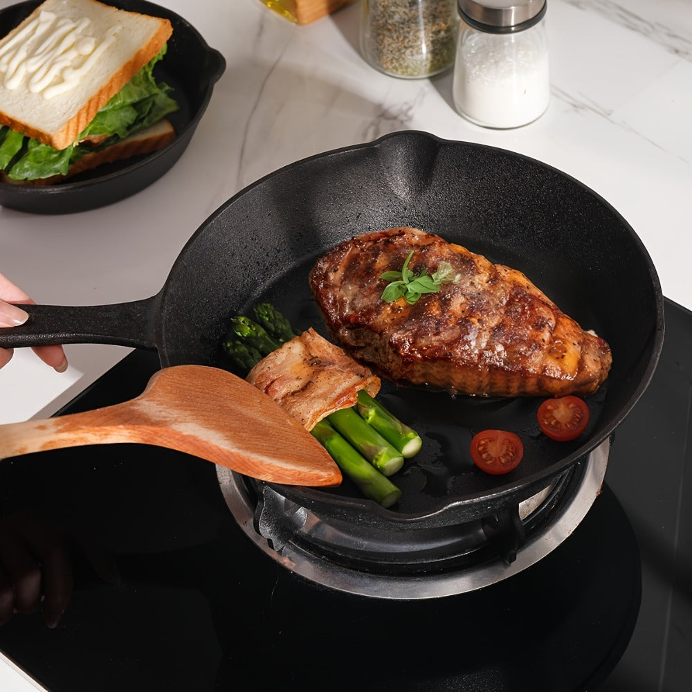 Nested Cast Iron Skillet Set with Long Handles, Pouring Lips and Choice of 3, 4 or 5 Graduated Pans