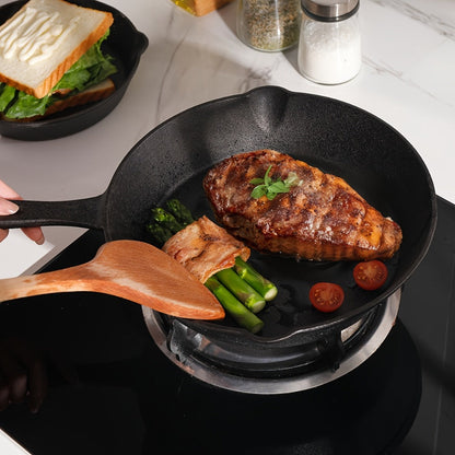 Nested Cast Iron Skillet Set with Long Handles, Pouring Lips and Choice of 3, 4 or 5 Graduated Pans