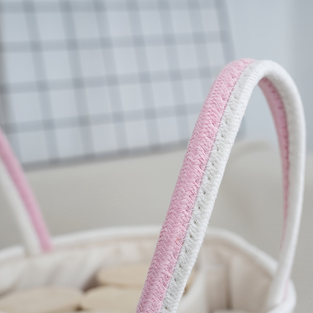 Oval Woven Rope Storage Basket, 14.17 x 9.06 x 6.69 Inches with Braided Handles and Divided Liner