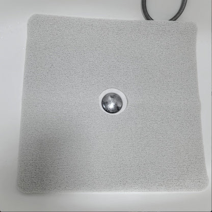 24-Inch Square PVC Loofah Shower Bath Mat with Drain Holes in Grey, White or Beige Color Options