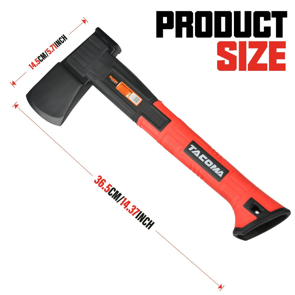 15-Inch Camping Hatchet with 45 Carbon Steel Head, Non-Slip Handle, Blade Cover and Optional Whetstone