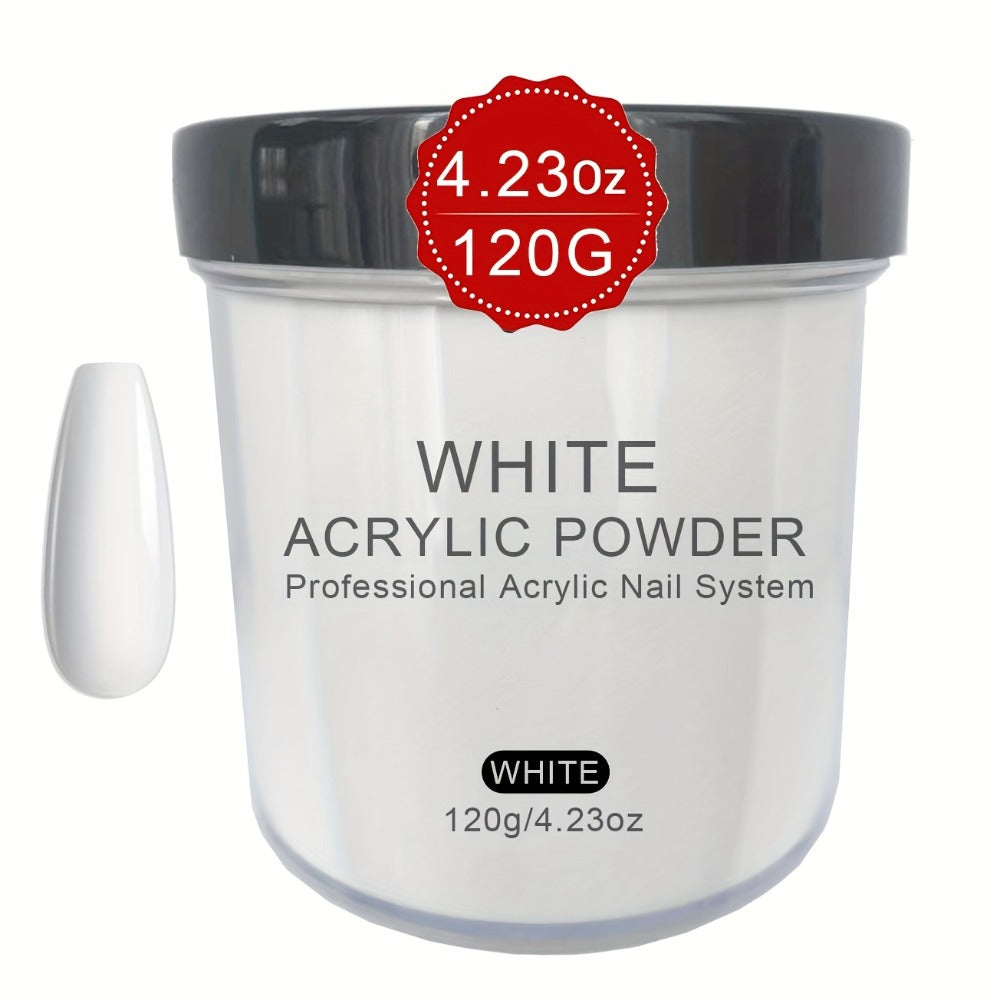 120g Acrylic Nail Powder Jar in Clear, Pinkish, Nude or White for Use with Compatible Acrylic Liquid