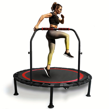 40-Inch Foldable Mini Trampoline with Adjustable Foam Handle, Bungee Straps and Three Colors