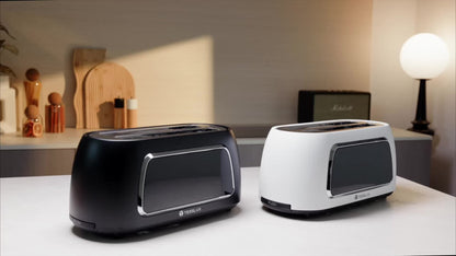 Four-Slice Long-Slot Toaster with Touchscreen, Six Browning Levels, Digital Timer and White or Black Finish