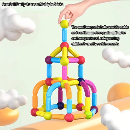 62-Piece Magnetic Stick and Ball Building Set with Multicolor Curved Rods and Round Connectors