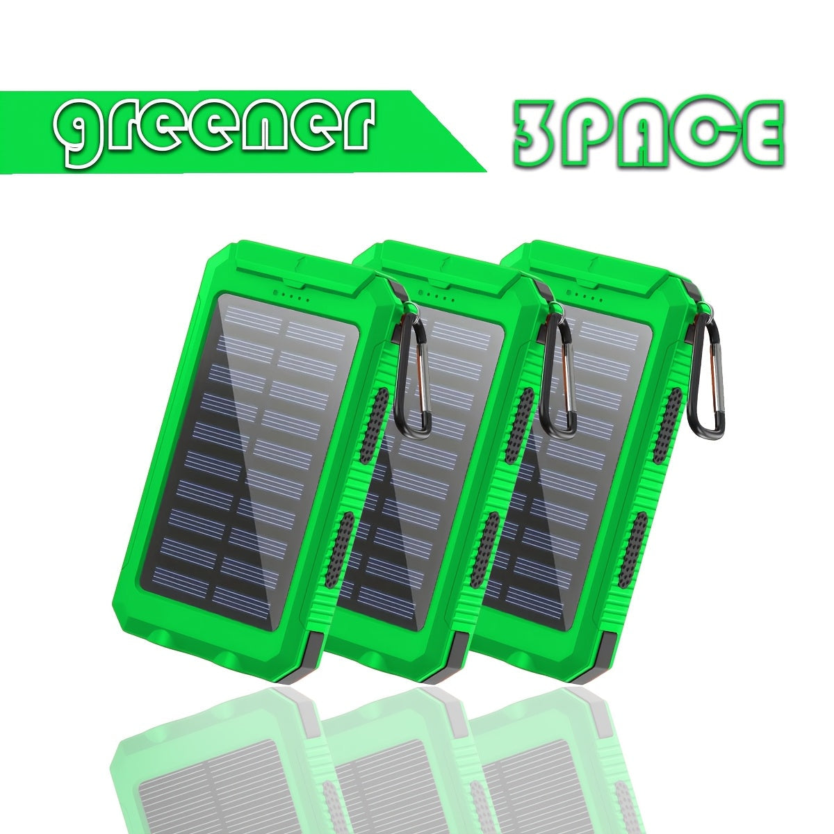 Solar Power Bank, 12800mAh Dual-USB 5V Charger with LED Flashlight and Single-Color or Three-Piece Set Options