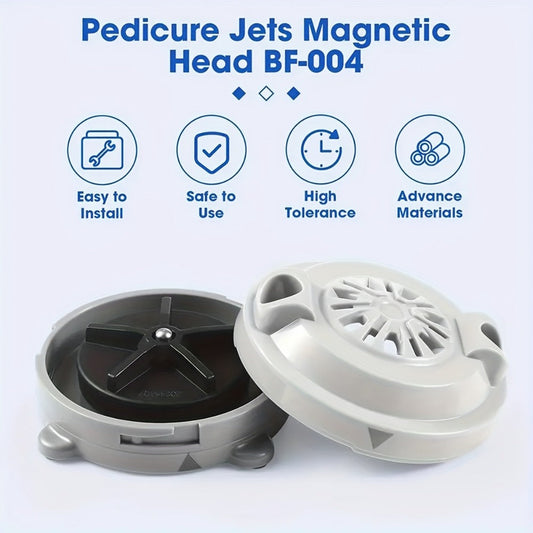 Magnetic Pipeless Jet Head Motor Replacement for Pedicure Spa Chair — Rotating Jet with Propeller & Cap, 4-Pin Connection, Luraco Compatible, Easy Clean, Durable Plastic, Grey