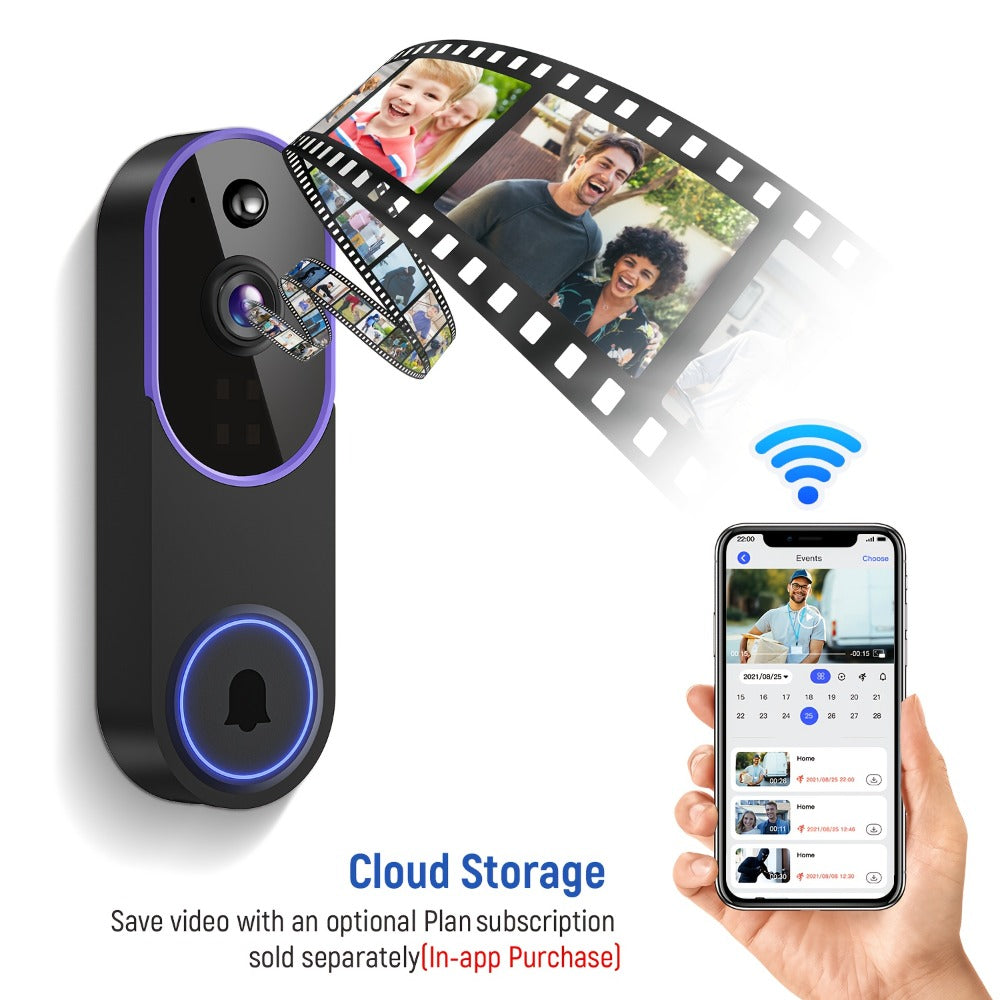 166° Ultra Wide Angle Smart Doorbell Camera 2K HD Wireless WiFi, AI Human Detection, Two-Way Audio