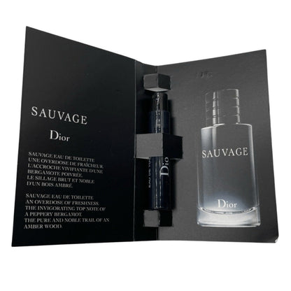Dior Sauvage Eau de Toilette Mini Spray Vial, 1ml with 0.03 fl oz Black Labeled Sample Card