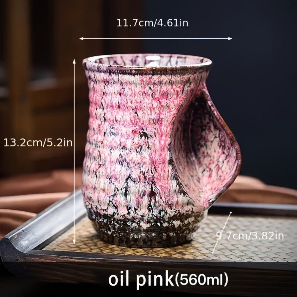 Ceramic Coffee Mug 18 Oz – Vintage Kiln-Fired Hand Warmer Cup with Speckled Glaze – Insulated Large Coffee Cup for Home & Office – Unique Gift for Christmas, Valentine's Day & Holidays