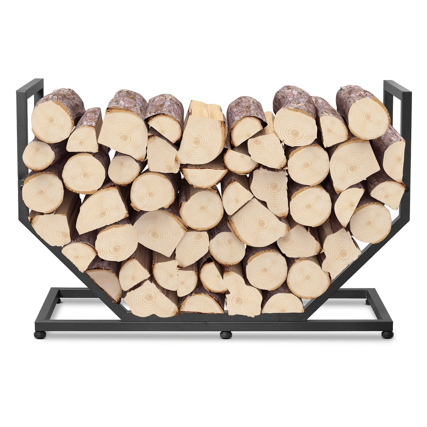 2.58-Foot Firewood Rack with Raised Metal Frame, Open Ends and Four Adjustable Leveling Feet