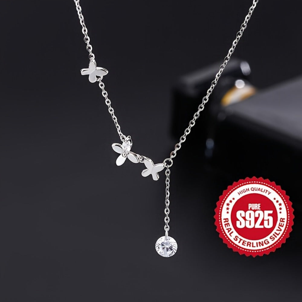Anklet for Women - 925 Sterling Silver Butterfly with Sparkling Zirconia Hypoallergenic - product detail view 4