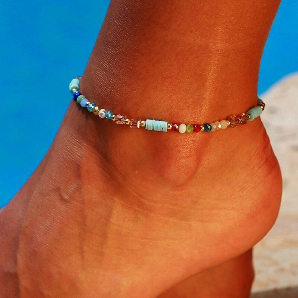 Anklet for Women - for Boho Crystal Bead Handmade Beach Foot Chain Bohemian Ankle Bracelet - product detail view 2