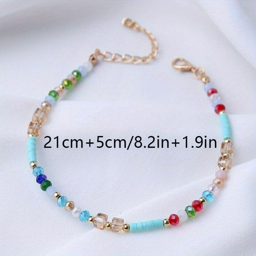 Anklet for Women - for Boho Crystal Bead Handmade Beach Foot Chain Bohemian Ankle Bracelet - product detail view 5