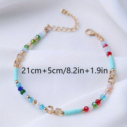 Anklet for Women - for Boho Crystal Bead Handmade Beach Foot Chain Bohemian Ankle Bracelet - product detail view 7