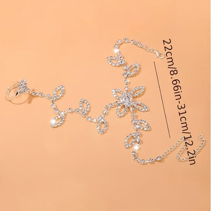 Anklet for Women - Toe Chain Rhinestone Leaf Sparkling Barefoot Sandal Ankle Bracelet for - product detail view 2