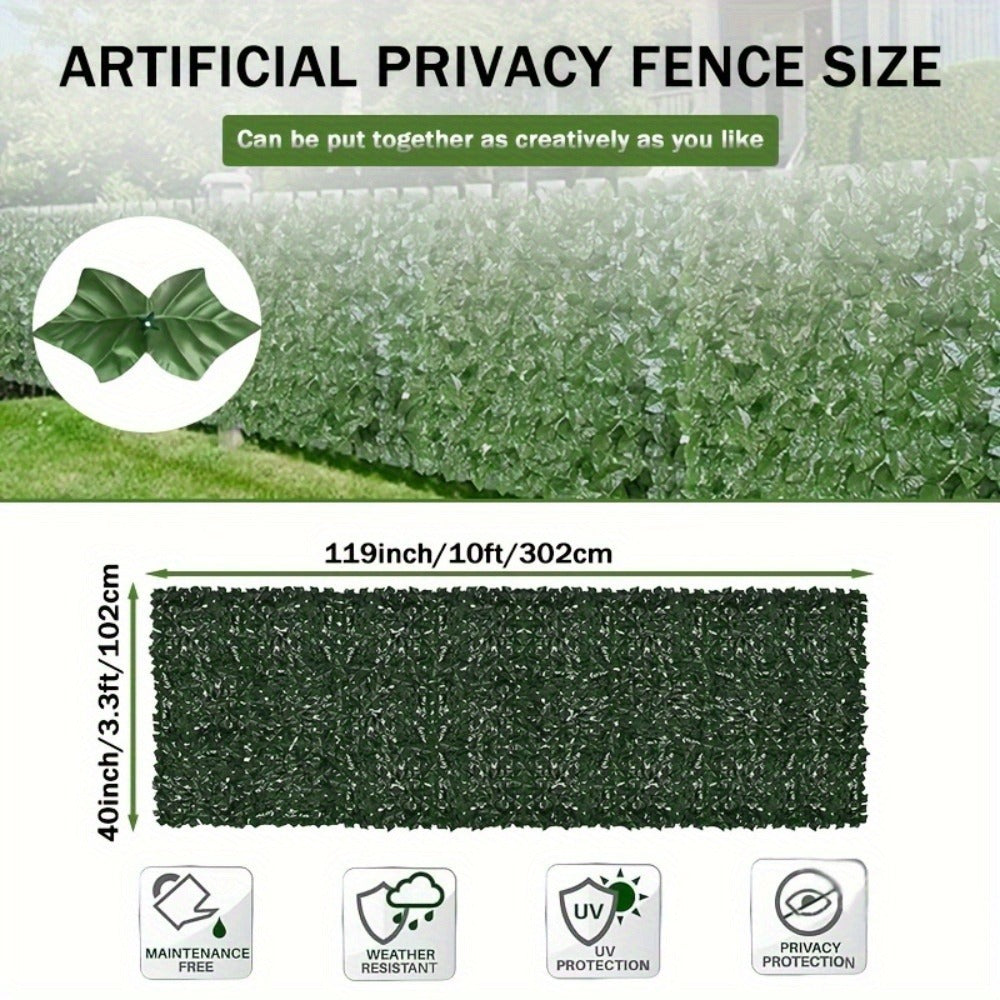 Artificial Greenery, Artificial Ivy Privacy Fence Panel High Density 451-550 Leaves 91-95% shown in the main product view