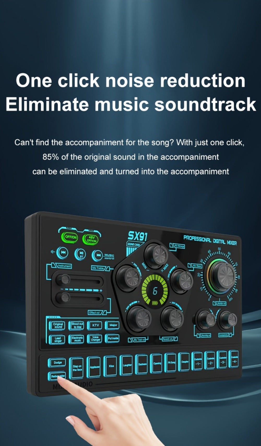 Audio Mixer, RGB, USB, Professional, Console for Live Sound for Home Practice, Rehearsal detail image - detail view 13