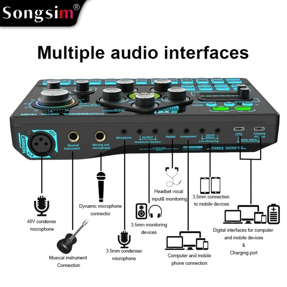 Audio Mixer, RGB, USB, Professional, Console for Live Sound for Home Practice, Rehearsal detail image - detail view 9