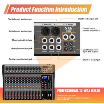 Audio Mixer, USB, Professional, 12-Channel, Controller for Live Sound detail image - detail view 10