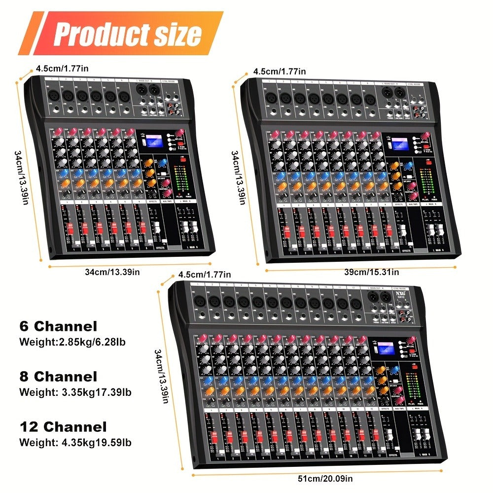 Audio Mixer, USB, Professional, 12-Channel, Controller for Live Sound detail image