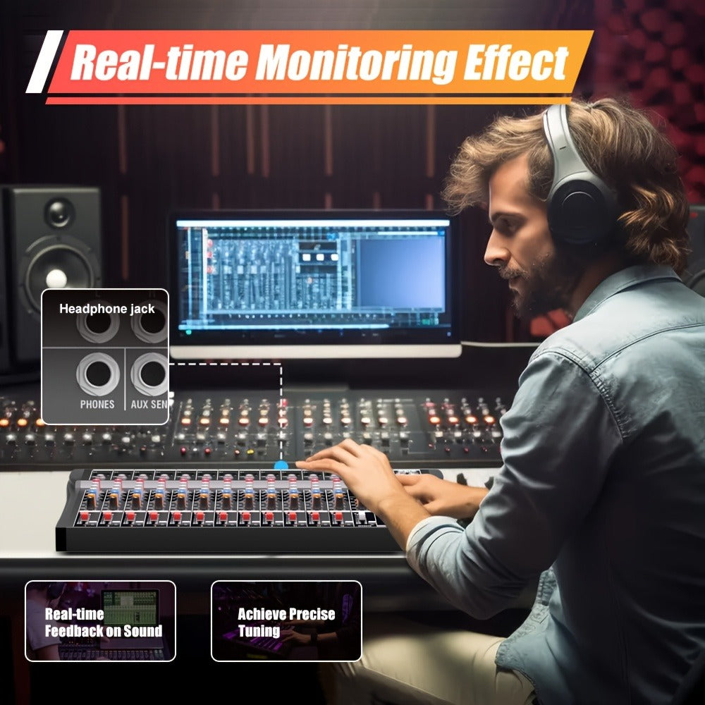 Audio Mixer, USB, Professional, 12-Channel, Controller for Live Sound detail image - detail view 8