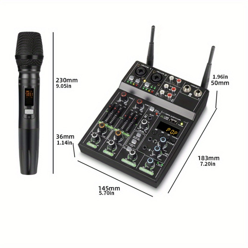 Audio Mixer, Wireless, USB, High-Quality, 4-Channel, UHF for Live Sound detail image - detail view 13
