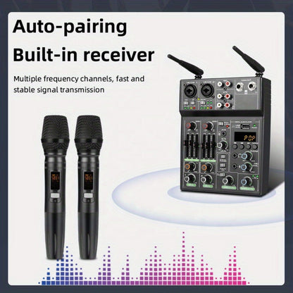 Audio Mixer, Wireless, USB, High-Quality, 4-Channel, UHF for Live Sound detail image - detail view 14