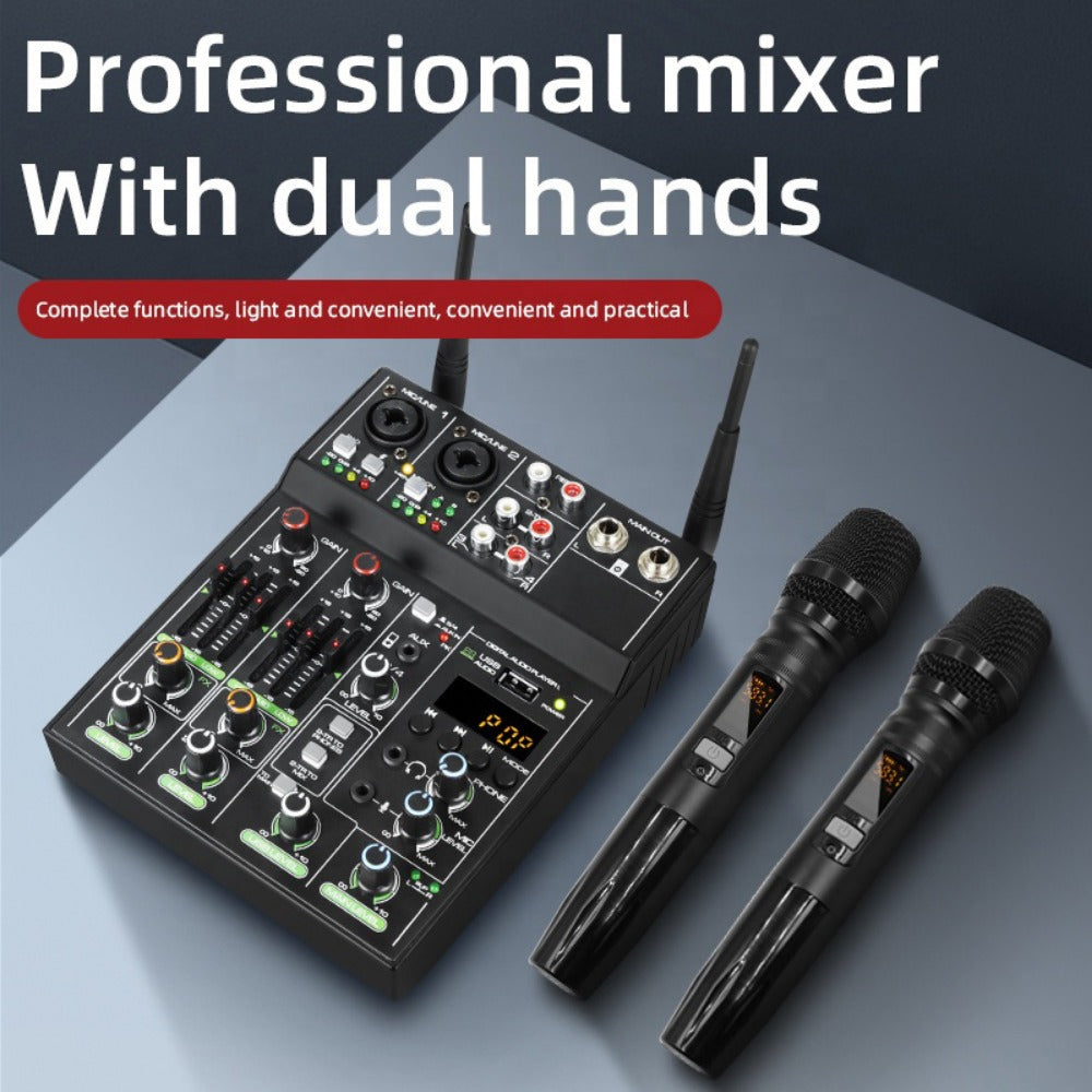 Audio Mixer, Wireless, USB, High-Quality, 4-Channel, UHF for Live Sound detail image