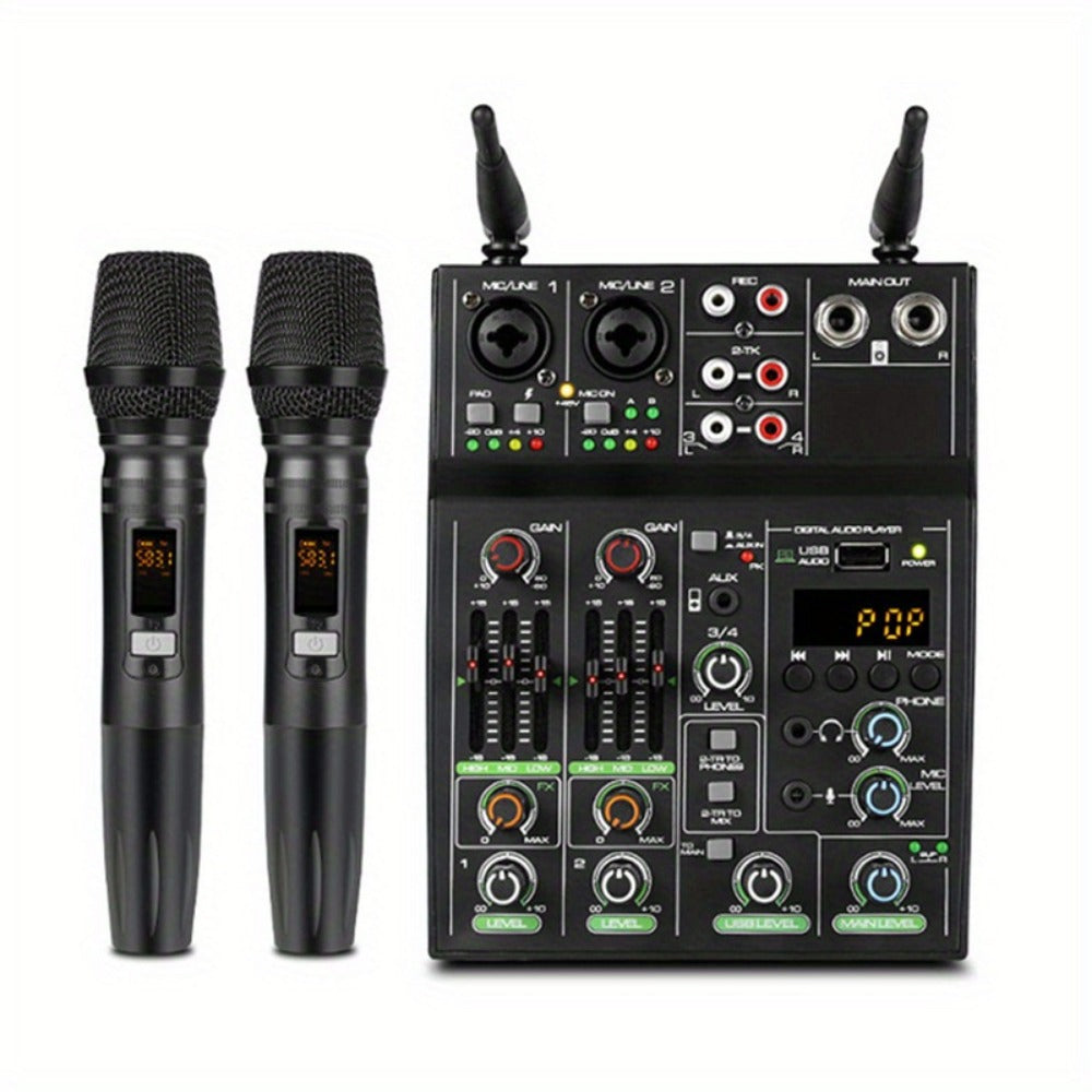 Audio Mixer, Wireless, USB, High-Quality, 4-Channel, UHF for Live Sound detail image - detail view 3