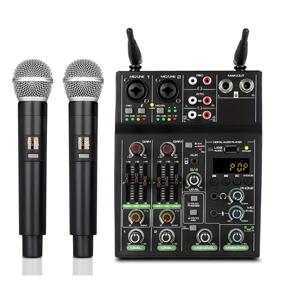 Audio Mixer, Wireless, USB, High-Quality, 4-Channel, UHF for Live Sound detail image - detail view 5