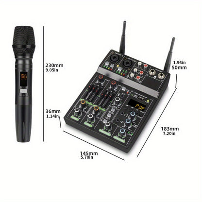 Audio Mixer, Wireless, USB, High-Quality, 4-Channel, UHF for Live Sound detail image - detail view 8