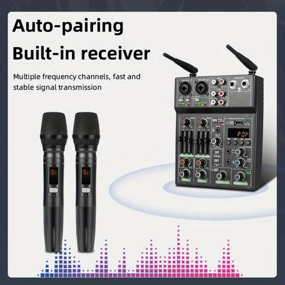 Audio Mixer, Wireless, USB, High-Quality, 4-Channel, UHF for Live Sound detail image - detail view 9