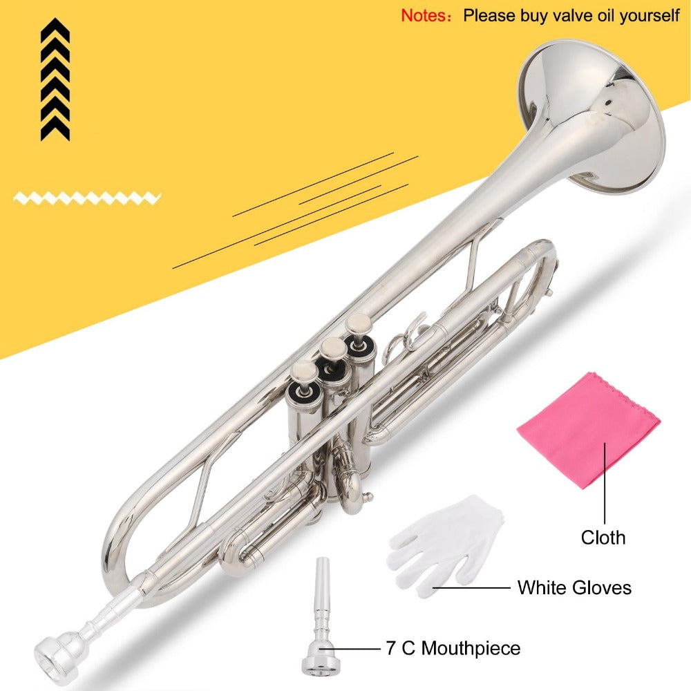 B-Flat Trumpet, 49 cm, 8.6 cm, Silver, Concert, Band for School Band detail image