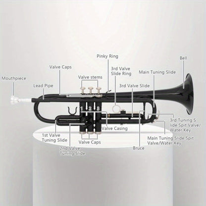 B-Flat Trumpet, 8.7 Cm, 50 Cm, Black, Nickel, Plating for School Band detail image - detail view 7
