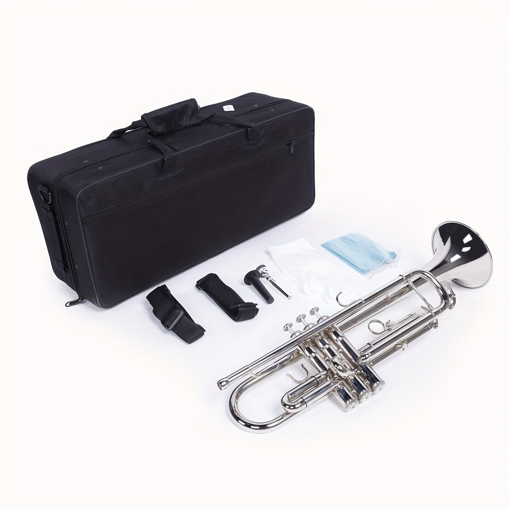B-Flat Trumpet, Silvery Small, 0.08mm, 8.6 cm, Silvery, Concert, Band for School Band detail image - detail view 3