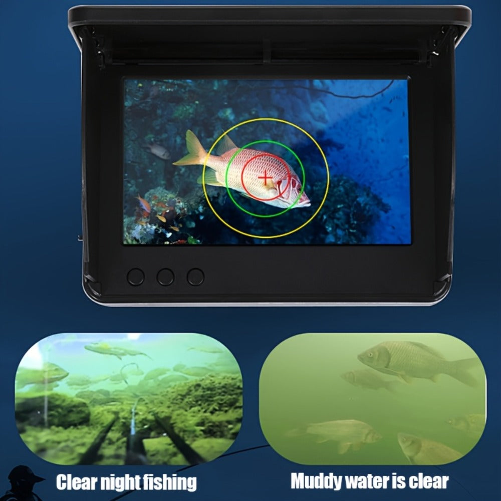 Underwater Fishing Camera 4.3-Inch HD Display with Night Vision & Triple Light Shielding – Portable Fish Finder with Bait Monitor, Complete Fishing Kit for Ice Lake River Sea Fishing