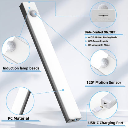 Motion Sensor Cabinet Light 6 Pack - USB-C Rechargeable LED Under Cabinet Lighting for Home Cooking, Dining and Outdoor Meals