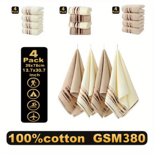 Towel Set 4-Pack Pure Cotton Face Towels in Camel, Beige Yellow or Mixed Colors for Home and Spa