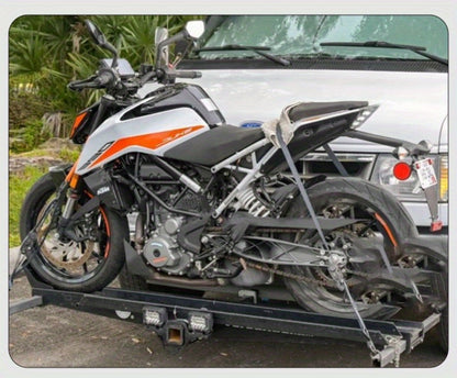 Ratchet Tie-Down Straps with Auto-Retract & Speed Control – Heavy-Duty Cargo Securing Kit with Hooks & Storage Bag | Motorcycle Transport, Towing & Truck Bed Load Securing