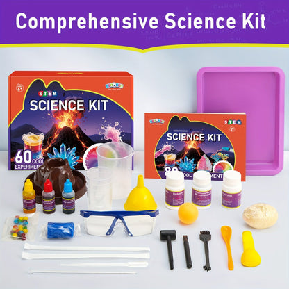STEM Science Kit for Kids Ages 6-12 – 60 80 105 Lab Experiments, Chemistry Set with Crystal Growing & Chemical Reactions, Educational Science Toy Gift for Boys Girls 6 7 8 9 10 11 12 Year Old