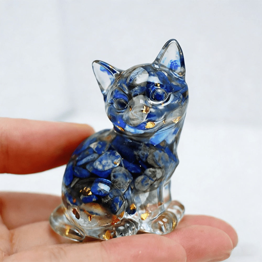 Crystal Resin Standing Cat Figurines Set of 8 – Collectible Spiritual Cat Ornaments for Home Decor, DIY Jewelry, Garden Party & Holiday Gift Decoration