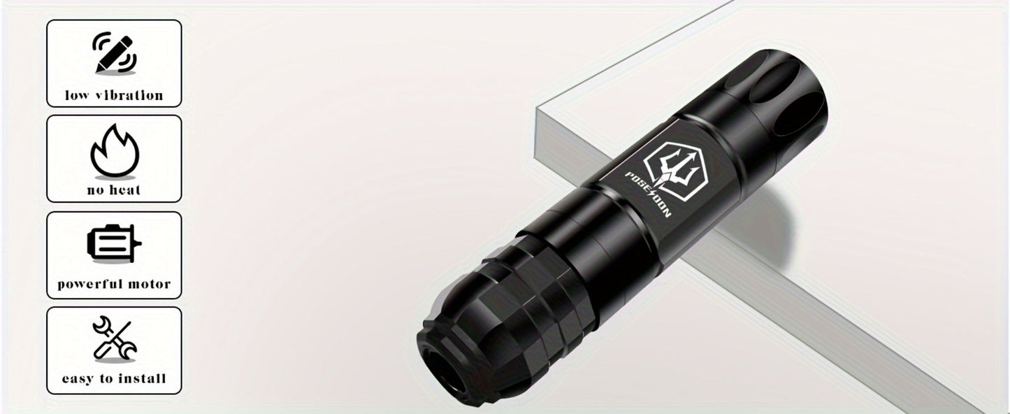 Tattoo Machine Kit POSEIDON TK035 Wireless Rotary Pen with LCD, 1500mAh Battery, 20 Cartridges and Practice Supplies