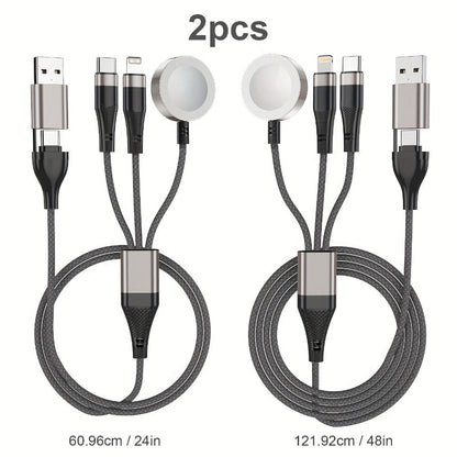 Two-Piece Braided Charging Cable Set with Dual USB-A/USB-C Input and 2-Foot plus 4-Foot Lengths