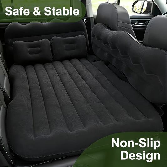 Car Inflatable Mattress for SUV Back Seat – Portable Foldable Air Bed, PVC Flocking, with Air Pump, 2 Pillows & Storage Bag (5 Colors)