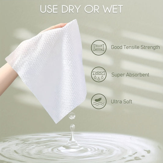 Disposable Face Towels 60 Count Extra Thick & Soft — 10x12 Inch Cotton Cleansing Wipes for Sensitive Skin, Makeup Removal, Daily Face Wash & Travel | 1, 2 or 4 Box Packs