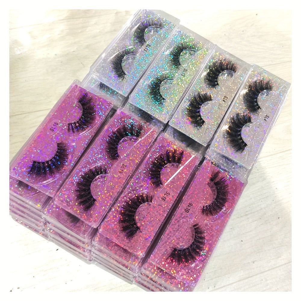 DD Curl False Eyelashes Multipack with 20 Pairs across Five Mixed Styles in Glitter-Top Round Cases