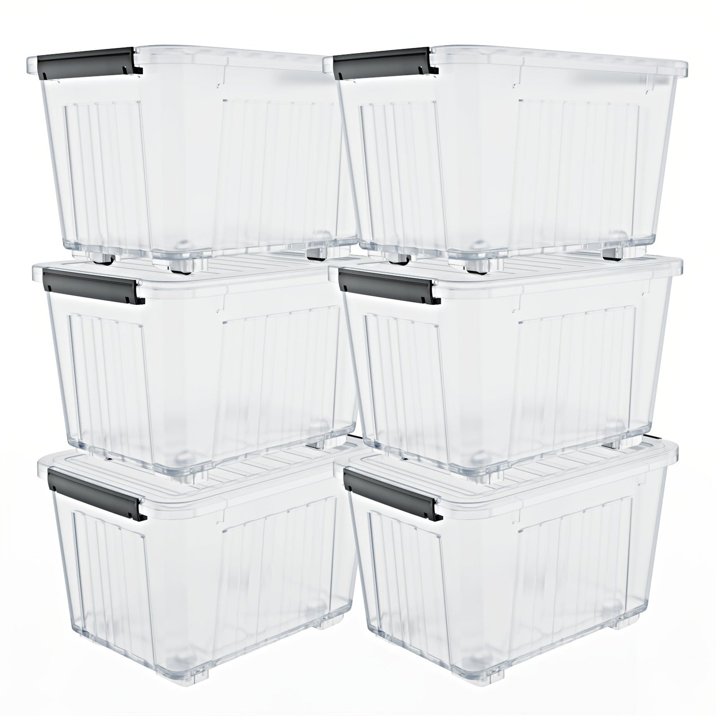 Stackable 72- and 97-Quart Storage Bin Sets with Lids, Wheels, Three Colors and 4- or 6-Pack Options